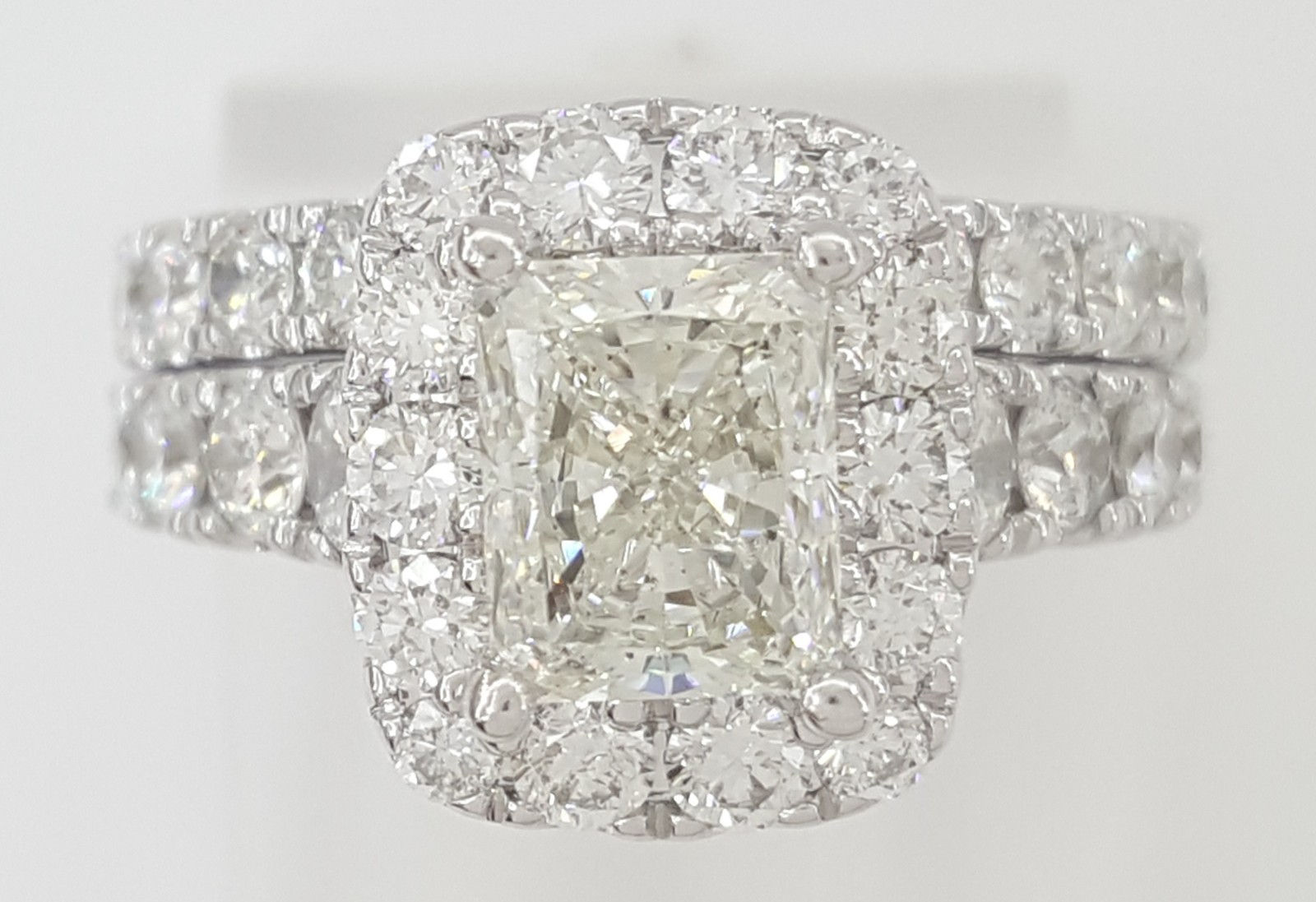 Neil Lane Rectangular Radiant Diamond Halo Engagement Ring Set 3 ct 14K WG $18K