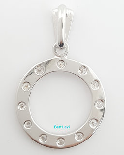 Vintage Round Diamond Circle Pendant 1.38" 2 ct 14K White Gold