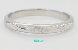 Vintage Art Carved Hand Engraved Wedding Band Ring 18k White Gold 2.3 mm