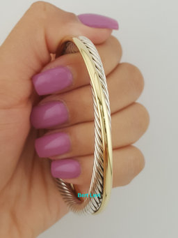 David Yurman Crossover Two Row Cuff Bracelet 18k Gold Silver 37 Grams 6.5"