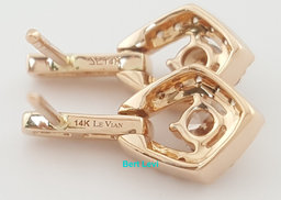 LeVian Chocolate Nude Diamond Drop Dangle Earrings 14k Strawberry Gold 0.63 ct