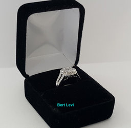 0.60 ct 14K White Gold Princess Cut Diamond Invisible Set Halo Engagement Ring