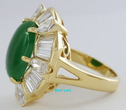 Jade Jadeite Fei Cui Type A Diamond Halo Ballerina Ring 18K Yellow Gold 6.38 ct