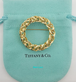 Tiffany & Co Vintage Circle Brooch Pin 14K Yellow Gold 12.8g 1.53" 1970's