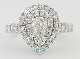 Pear Cut Diamond Double Halo Engagement Ring 1 ct 14K White Gold