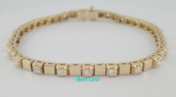 Round Diamond Station Tennis Bracelet 2 ct 14.5 Grams 7.25" 14K Yellow Gold