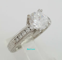 TACORI Hand Engraved Platinum Semi-Mount Engagement Ring 0.26 ct Retail $5,700