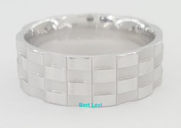 Benchmark Wedding Band 14k White Gold 8 mm 10.5 grams Size 10 Checkered Pattern