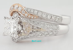 Supreme Princess Diamond Engagement Ring Set 1.63 ct 18K 2-Tone Gold Retail $9K
