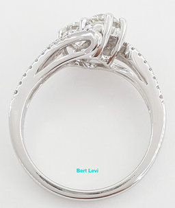 Bypass Crossover 2-Stone Round Diamond Engagement Ring 1.3 ct 14K White Gold