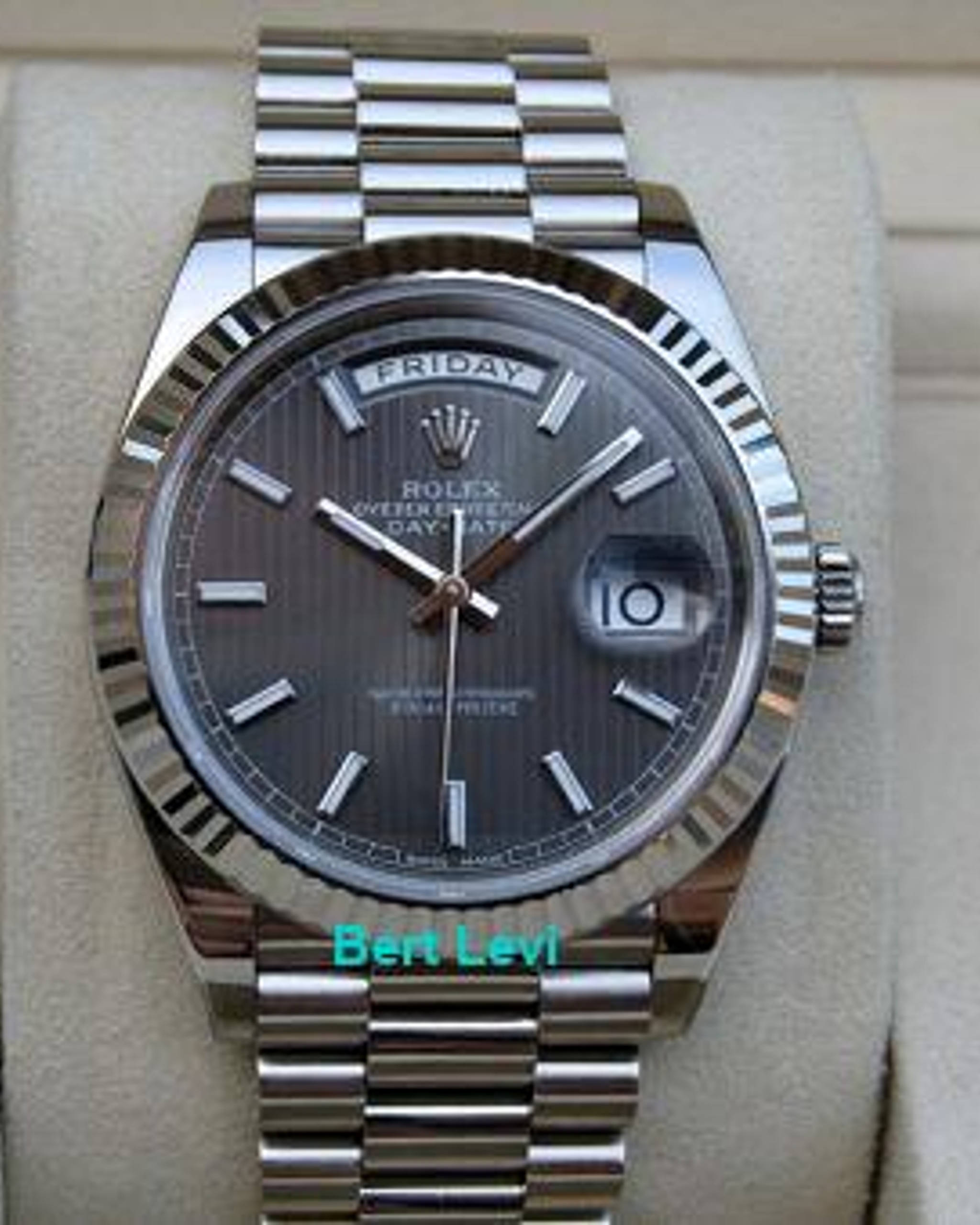 ROLEX 228239 DAY-DATE 40 DARK RHODIUM STRIPE MOTIF DIAL