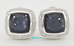 David Yurman Sterling Silver Albion 11mm Hematite & Diamond Clip-On Earrings