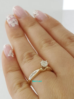 0.41 ct 14K Yellow Gold Round Brilliant Cut Diamond Solitaire Engagement Ring 