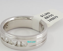 Round & Baguette Cut Diamond 0.75 ct 14K White Gold Wedding Band Ring 7 mm 9.8g