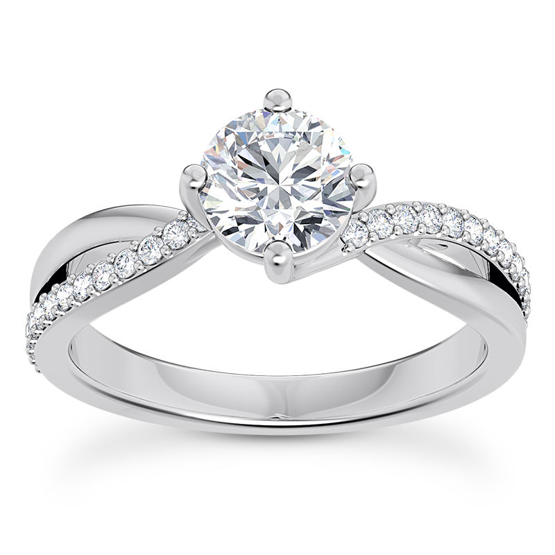 Ladies 14KT White Gold Platinum Fancy Engagement Ring ENR9760-1