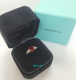 Tiffany & Co Burma No Heat Ruby Diamond Ring 2.6 ct Plat 18k