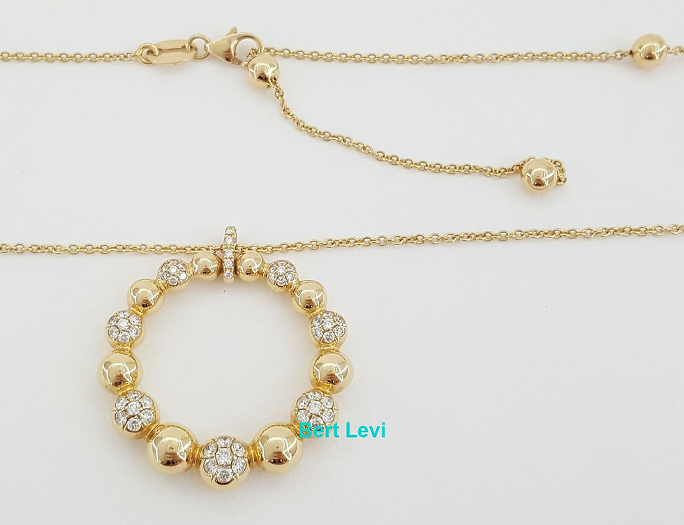 Thumbnail: Diamond Circle Pave Bead Necklace 18K Rose Gold Italy 0.4 ct 16'-18"
