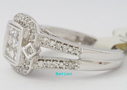 0.60 ct 14K White Gold Princess Cut Diamond Invisible Set Halo Engagement Ring