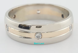 14k White & Rose Gold 0.24 ct Diamond Men's Wedding Band Ring 6.5 mm