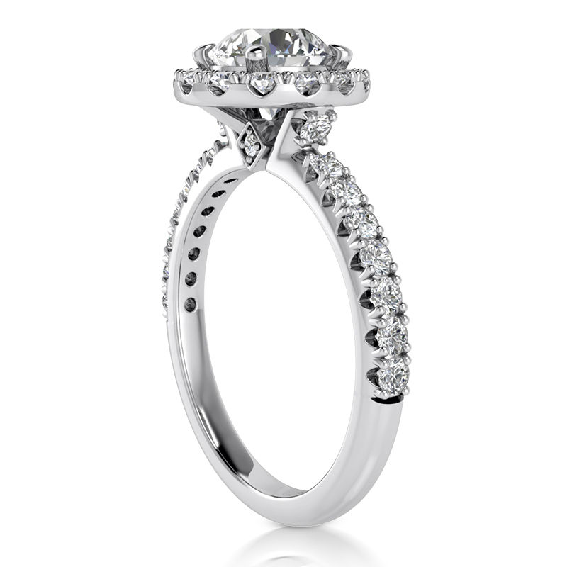 Thumbnail: Ladies White Gold Platinum Round Diamond Halo Engagement Set ENS2376-1.5-RD-A