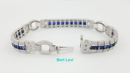 Vintage Sapphire & Diamond Bracelet 8.1 mm 6.36 ct 18K White Gold 27.1 Grams