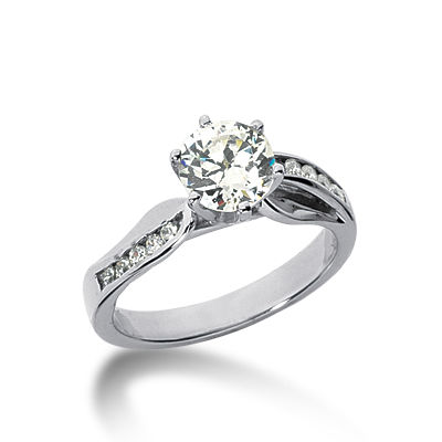 Ladies 14KT White Gold Platinum Fancy Engagement Ring ENR1303