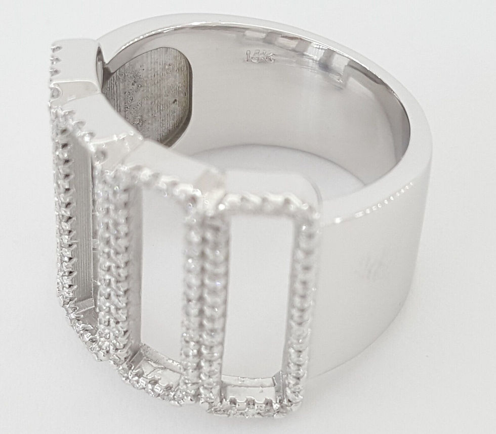 Thumbnail: Diamond Open Work Pave Statement Ring 0.7 ct 14k White Gold 17mm Retail $3k