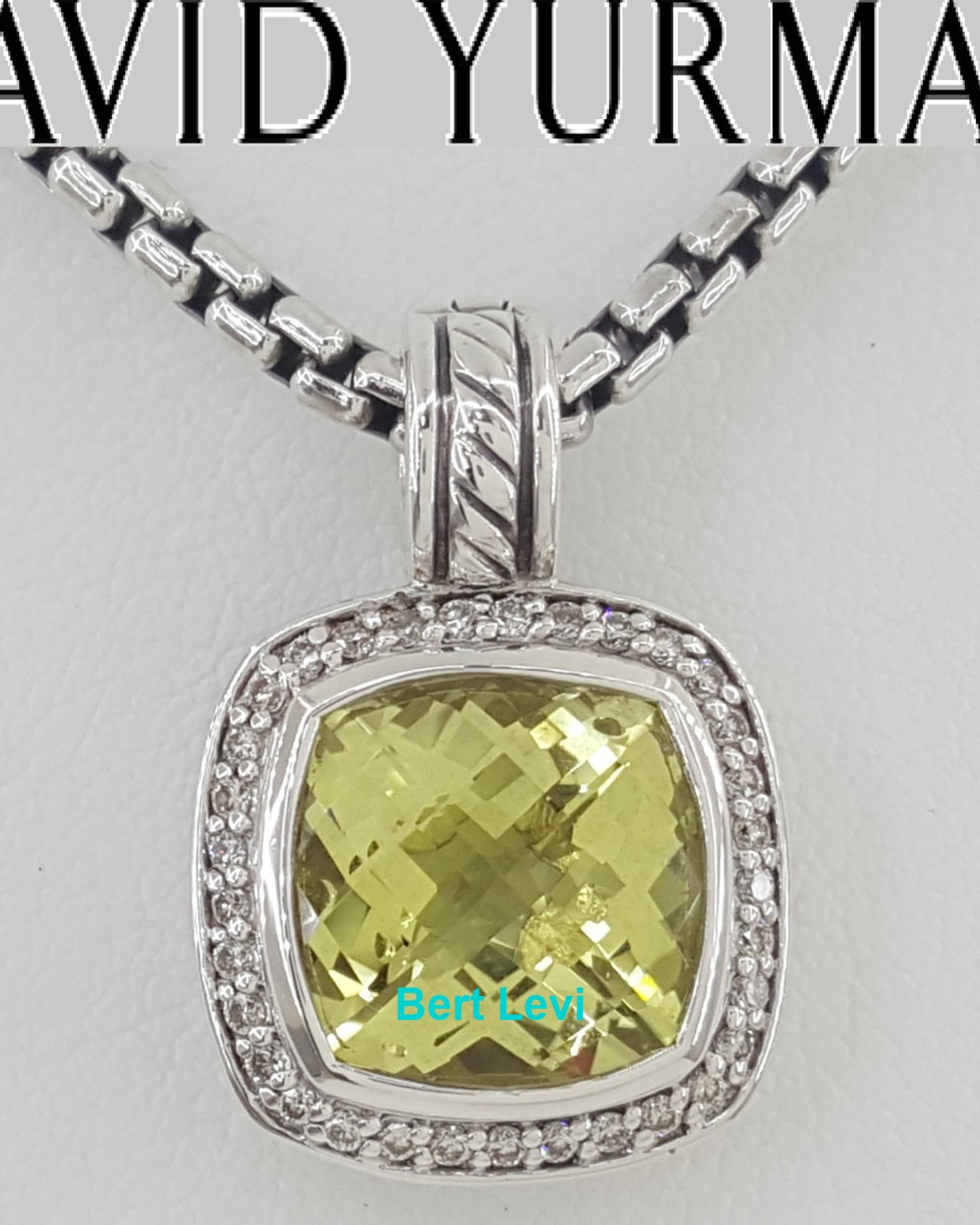 David Yurman Albion Lemon Citrine Diamond Silver & 14k Gold Necklace 16mm