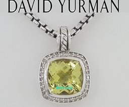David Yurman Albion Lemon Citrine Diamond Silver & 14k Gold Necklace 16mm