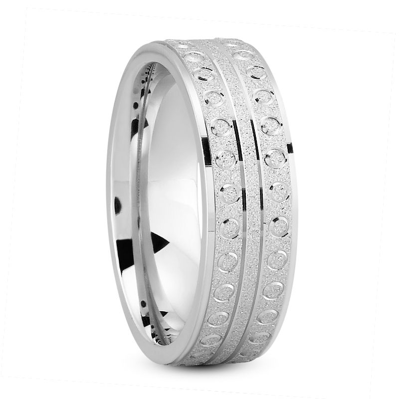 Mens 14KT White Gold Platinum Traditional Wedding Band M277