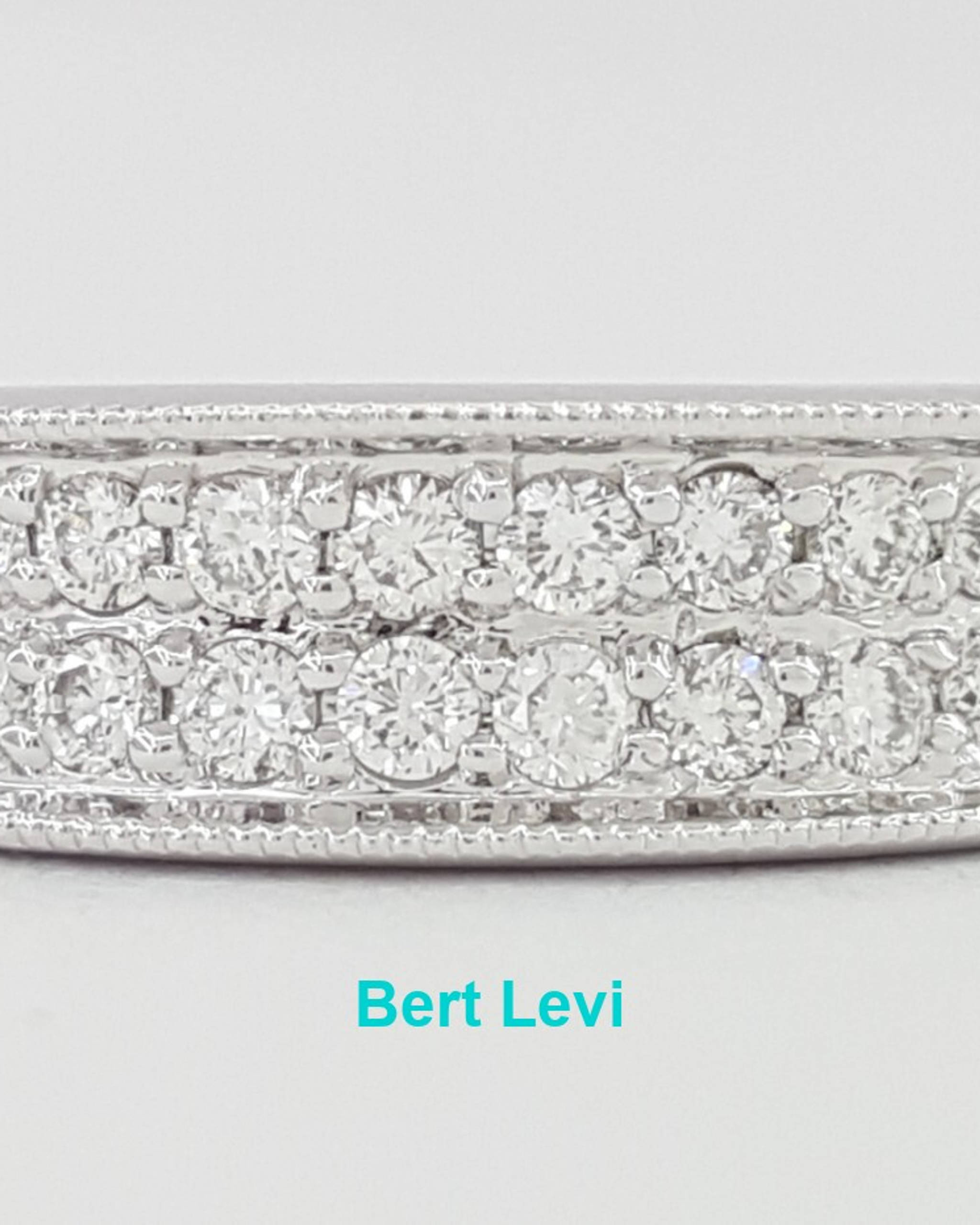 Round Diamond Two 2-Row Wedding Anniversary Band Ring 0.31 ct 18K White Gold