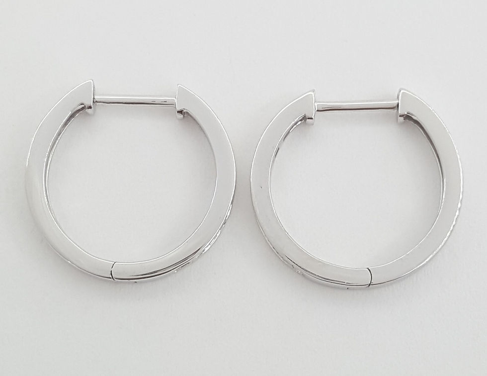 Thumbnail: Princess Cut Diamond Round Hoop Earrings 15.7 mm 0.39 ct 14K White Gold