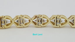 Vintage 1.76 ct Round Cut Diamonds 14K Gold Ribbon Tennis Bracelet 31 Grams 6"