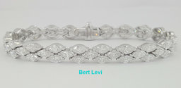 Marquise Cut Diamond Line Tennis Bracelet 7" 12 ct 18K White Gold  Rtl $36K