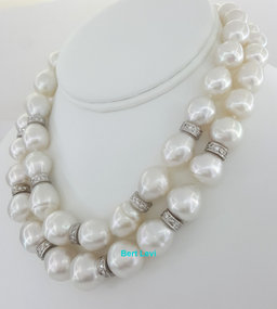 South Sea Pearl Diamond Necklace 2.75 ct 31.5" or 16.5" & 15" 18K White Gold