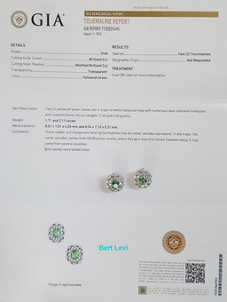 Paraiba Oval Tourmaline & Diamond Earrings 7.38 ct 18k White Gold GIA Rtl $25K