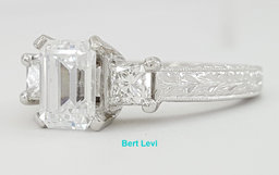 TACORI Platinum 3-Stone Semi-Mount Engraved Engagement Ring 0.60 ct  Rtl $8,220
