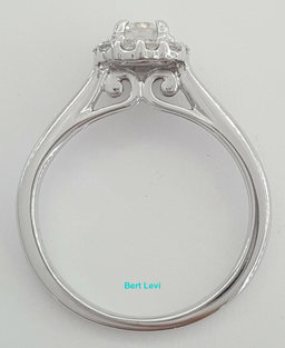 0.5 ct 14k White Gold Round Brilliant Cut Flower Halo Engagement Ring Size 5.25