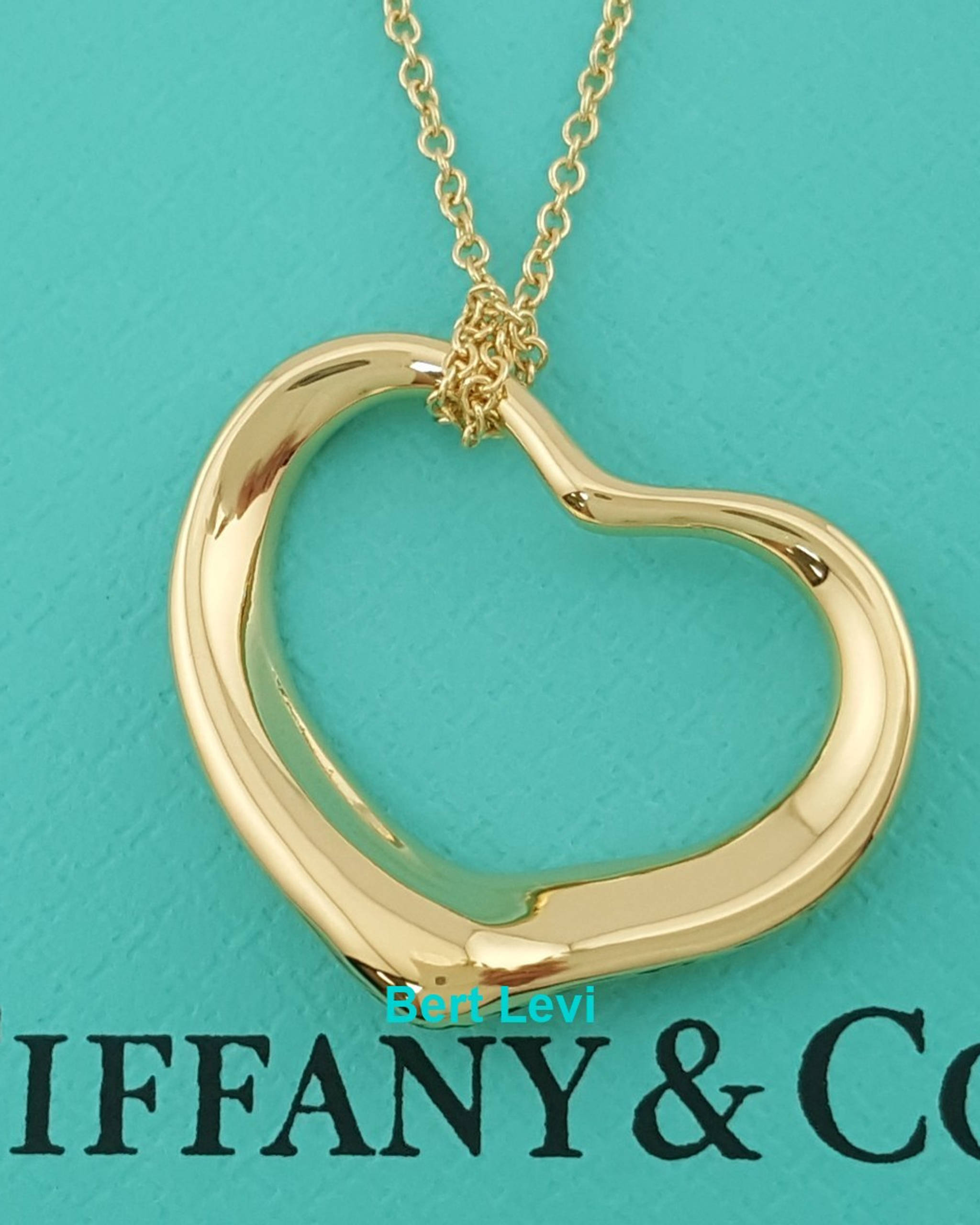 Tiffany & Co Elsa Peretti® 18K Yellow Gold Medium 22mm Open Heart Pendant 18"