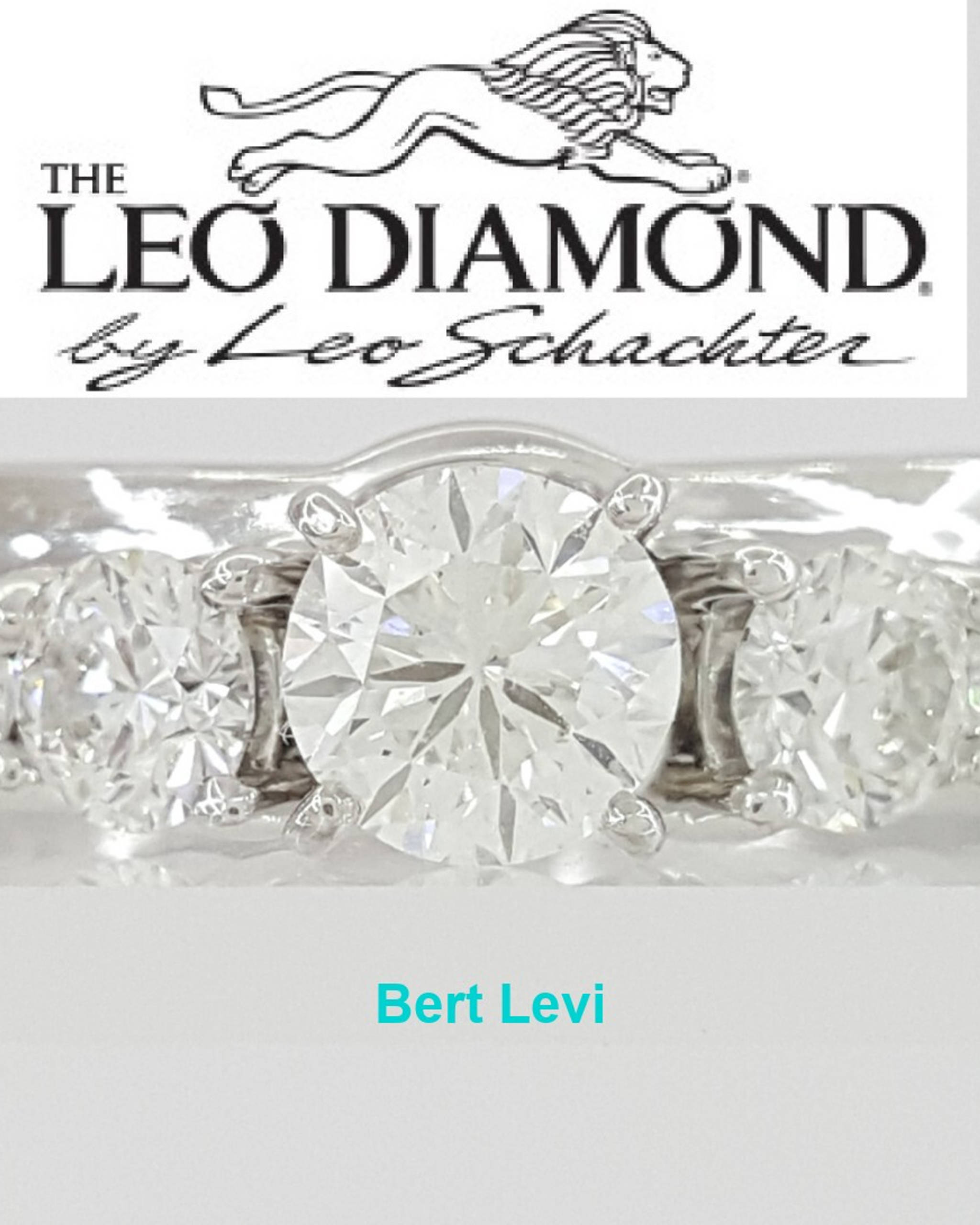 The LEO Round Diamond Engagement Ring & Band Set 14K White Gold 1.33 ct