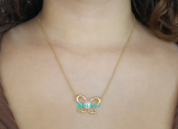 Mikimoto Butterfly Necklace 18k Yellow Gold 7mm Akoya Pearl 18" 6.9 Grams