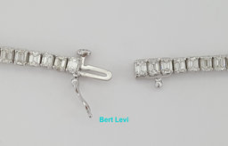 Emerald Cut Diamond Line Riviera Tennis Necklace 24.05 ct 18" 14kw Gold Rtl $75K
