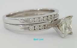 1.33 ct 14K White Gold Princess Diamond Engagement Ring Wedding Set Rtl $7000