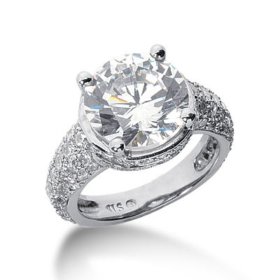 Ladies 14KT White Gold Platinum Round Diamond Fancy Engagement Ring ENR2870