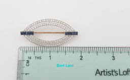 Art Deco Vintage Diamond Brooch 1.8 ct Platinum & 14K Gold 1.8"