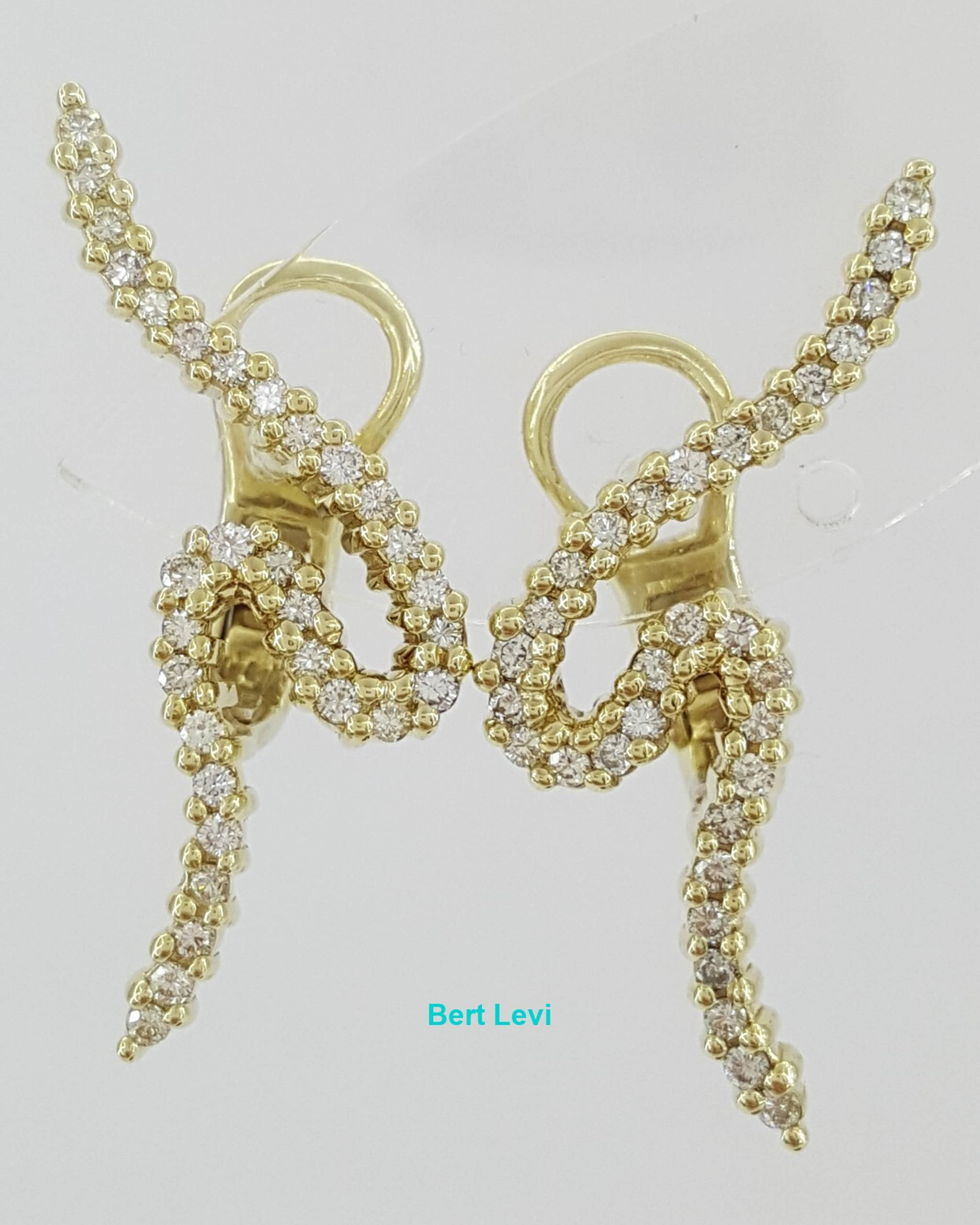 Vintage Jose Hess Climber Swirl Diamond Earrings 1 ct 14K Yellow Gold