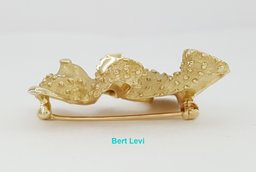Vintage 14K Yellow Gold 0.06 ct Diamond Teddy Bear Brooch Pin 11.2 grams 35mm