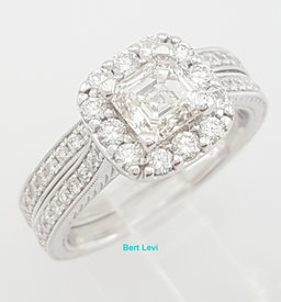 Gabriel & Co Asscher Cut Diamond Engagement Ring Set 2.11 ct 14k White Gold $12K