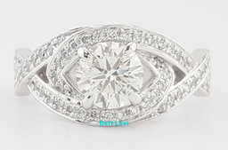 Evil Eye Diamond Halo Crossover Engagement Ring 1.05 ct 14k White Gold Rtl $3K