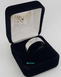 Two Row Round Diamond Channel Set 1 ct 14K White Gold Wedding Band / Ring 7.6mm